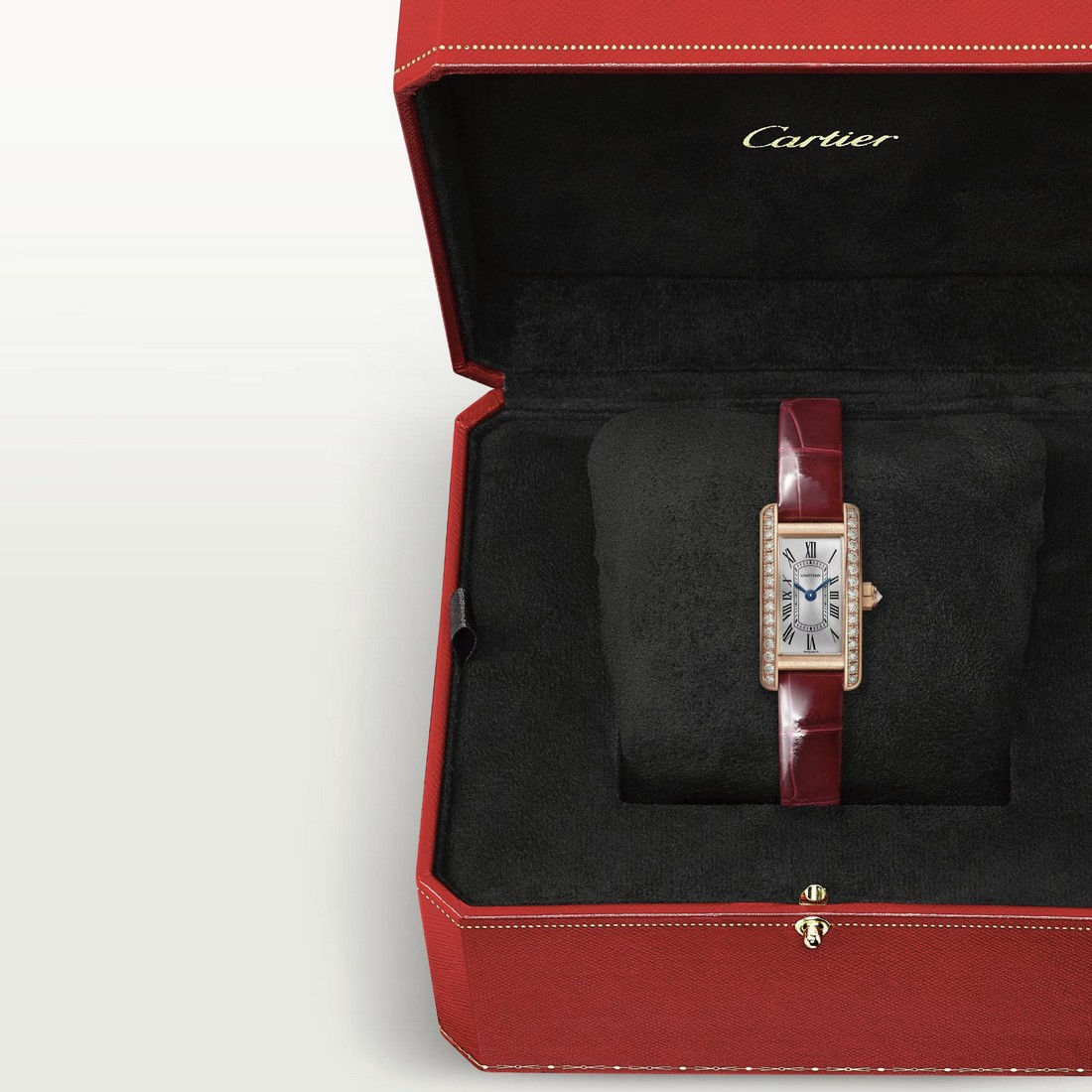 Đồng Hồ Cartier Tank Américaine Mini Watch Nữ Đỏ Vàng Xám